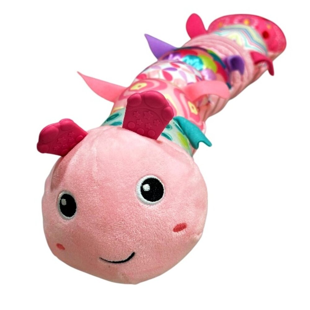 Pink Caterpillar Baby Measuring Plush Toy Rattle Crinkle Squeak Teether Sumobaby